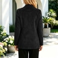 thumbnail image 4 of Turilly Women Solid Suede Notched Lapel Open Front Blazer Jacket, Long Sleeve Business Work Casual Suit Coat with Functional Side Pockets for Office Daily Wear, 4 of 6