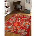 thumbnail image 1 of 5 x 8 ft. Hand Tufted Wool Floral Rectangle Area Rug, Dark Red, 1 of 1
