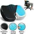 thumbnail image 2 of Gel Seat Cushion for Office Chair, Car Seat, Wheelchair with Adjustable Strap 3D Washable Cover for Tailbone, Hip, Sciatica & Back Pain Relief, Black, 2 of 16