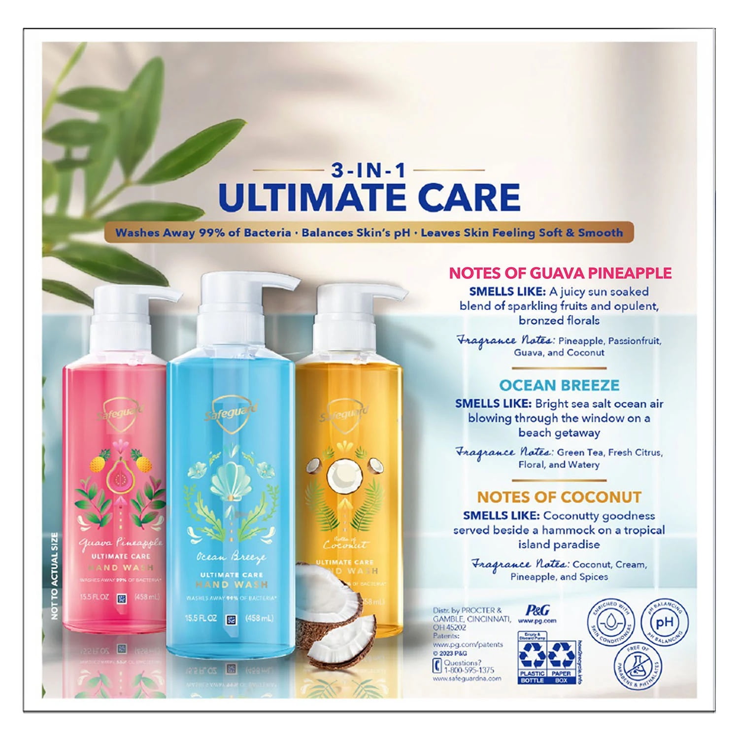 Safeguard Ultimate Care Hand Wash, Variety Pack, 15.5 Fluid Ounce (Pack of 3)