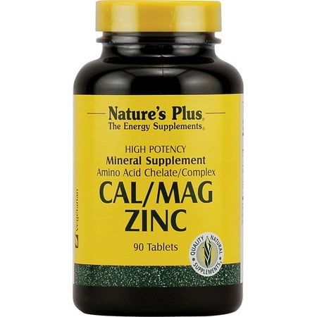 Natures Plus Cal Mag Zinc - 1,000 mg Calcium, 500 mg Magnesium, 75 mg Zinc - 90 Vegetarian Tablets - Multi Mineral Supplement, Supports Bone, Heart & Immune Health - 23
