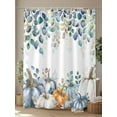 thumbnail image 4 of Fall Thanksgiving Shower Curtain, Orange White Blue Pumpkin Eucalyptus Leaf Bathroom Decor Curtains Set with Hooks, Waterproof Fabric Home Accessories， Stall 54 X 78 Inch, 4 of 6