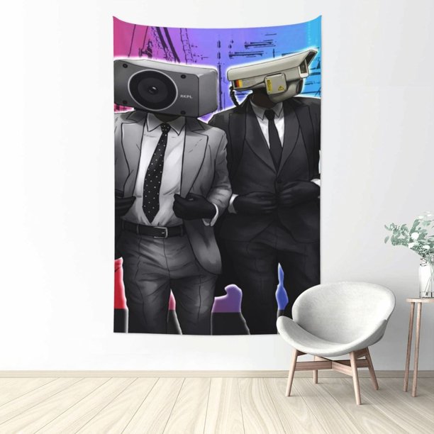 Tapiz de inodoro Skibidi para dormitorio, estampado artístico para colgar en la pared, pósteres estéticos, tapices de fondo para sala de estar, dormitorio, regalo para fanáticos, 60 x 40 pulgadas