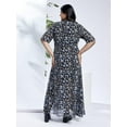 thumbnail image 4 of Globus Gloplus Women Navy V-Neck Floral Print Waist Tie-Up Plus Size Maxi Party Wrap Dress, 4 of 6