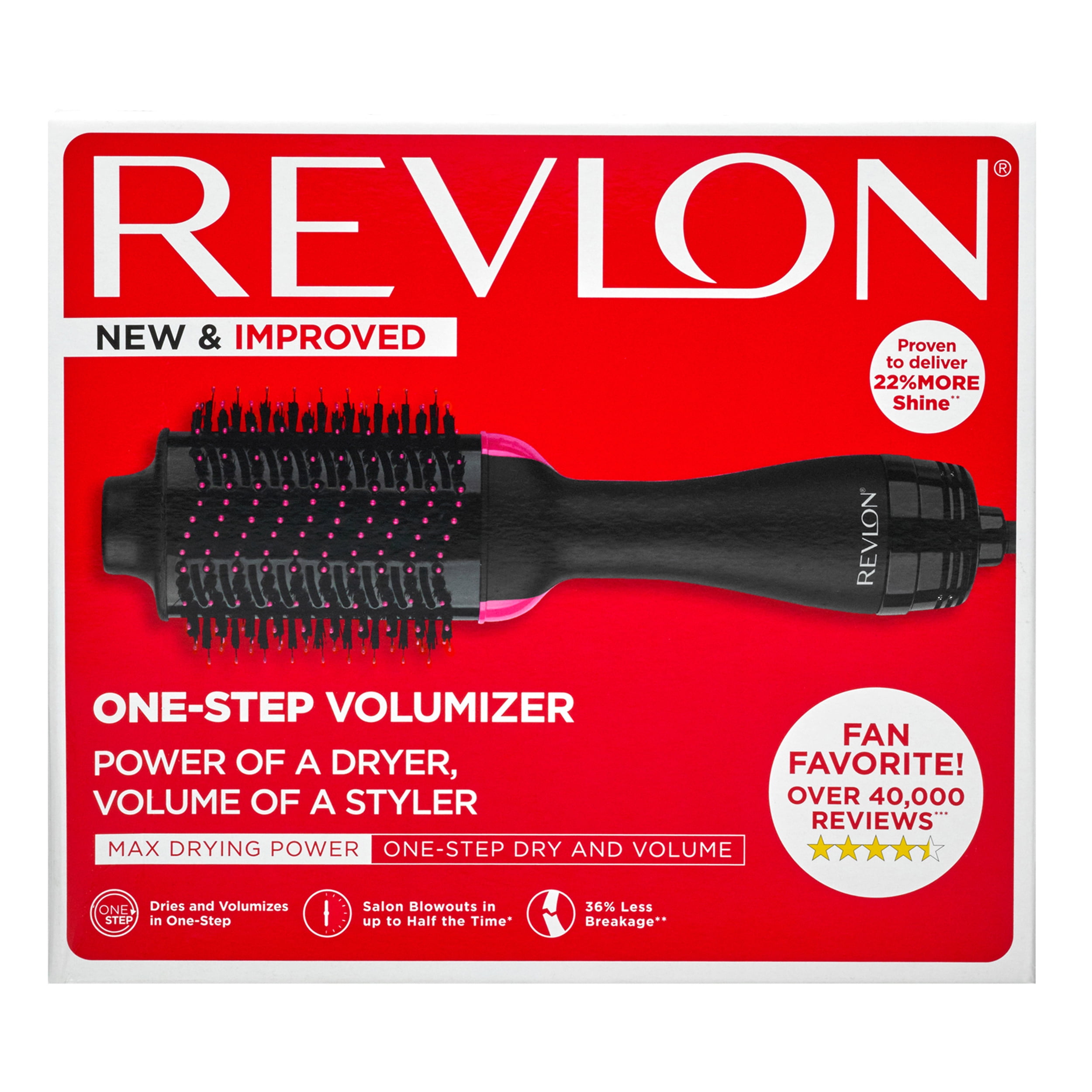 Revlon One-Step Ceramic Hair Dryer & Volumizer Hot Air Brush, Black