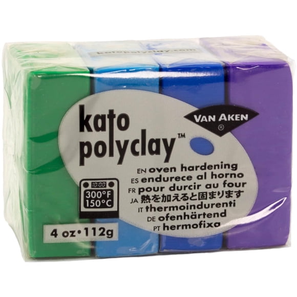 Kato Poliarcilla 2oz Juego de 4 Colores: Verde Frío, Turquesa, Azul y Violeta