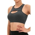 thumbnail image 4 of FUTATA Women's Sexy Cutout Sports Bra Workout Yoga Bra, Fitness Stretch Bra Workout Yoga Sports Bra, Medium Support Racer Back Design Crop Top, 4 of 7