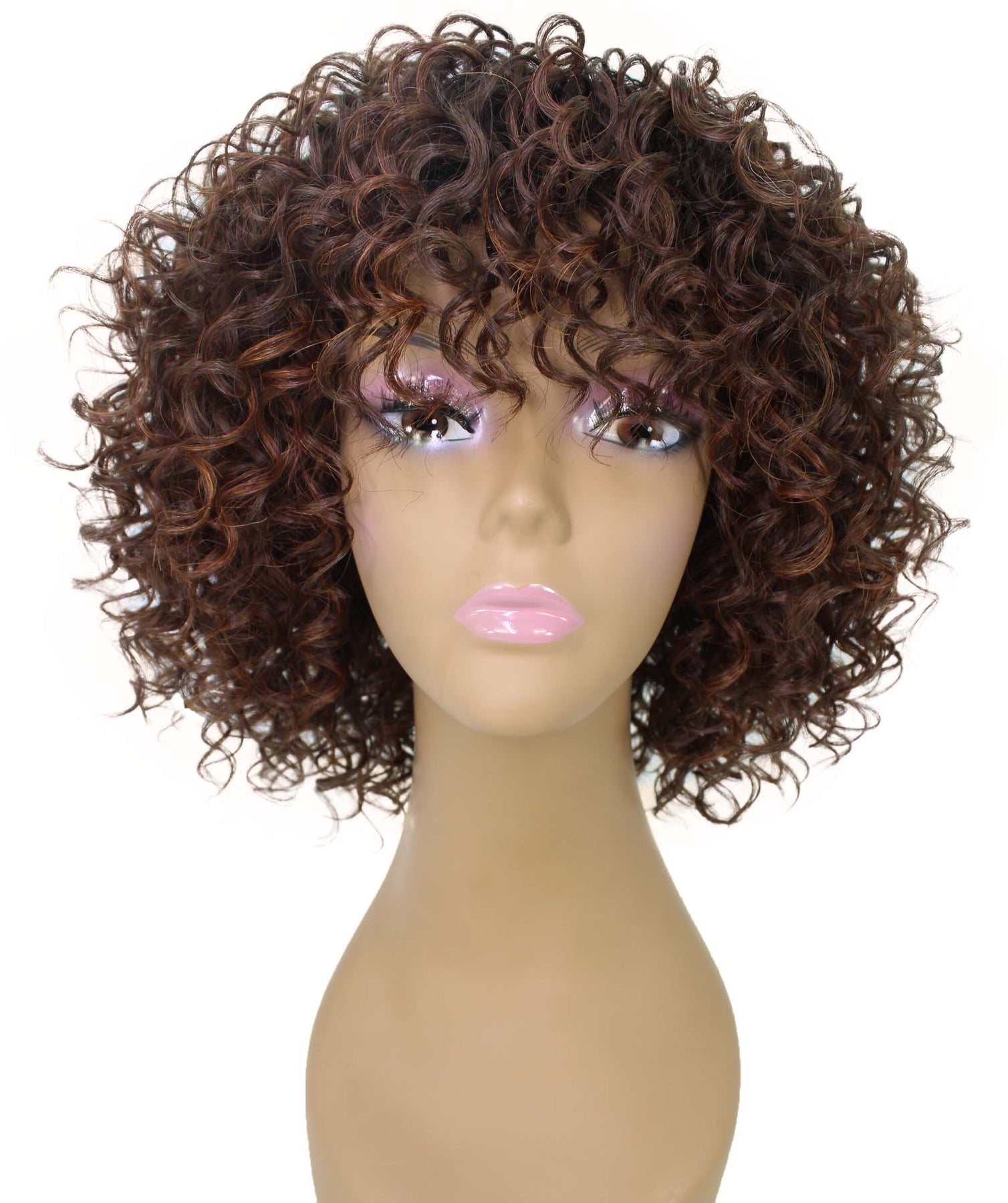 LUXLUXE Gabrielle Curly Pixie 12 in Long Full Wig No Lace Wig, Heat Resistant Fibers, 16+ Shades of Natural, Dip Dyed, & Blended Colors