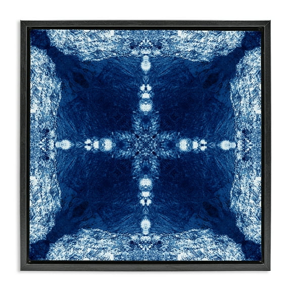 Stupell Industries Elegant Mosaic Style Pattern Abstract Painting Black Floater Framed Canvas Art Print Wall Art, 18 x 18