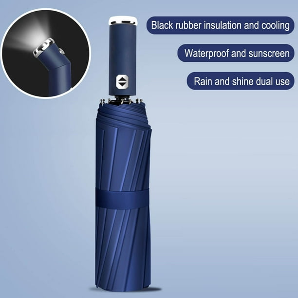 Paraguas LED Automático Con Luz, Paraguas Plegable Y Resistente Al Viento, Apertura Manos Libres, Paraguas De Viaje Compacto, Iluminación De Seguridad Para Uso Nocturno.