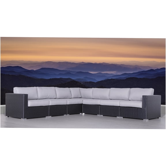 JERFIT 7-Piece Outdoor Patio Sectional Sofa Set with Cushions, All-Weather Black Rattan Conversation Set for Garden, Poolside