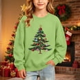 thumbnail image 2 of Wilark Girls Christmas Sweatshirts Pullover Crew Neck Long Sleeve Fleece Warm Kids Festival Tops Green 3, 2 of 9