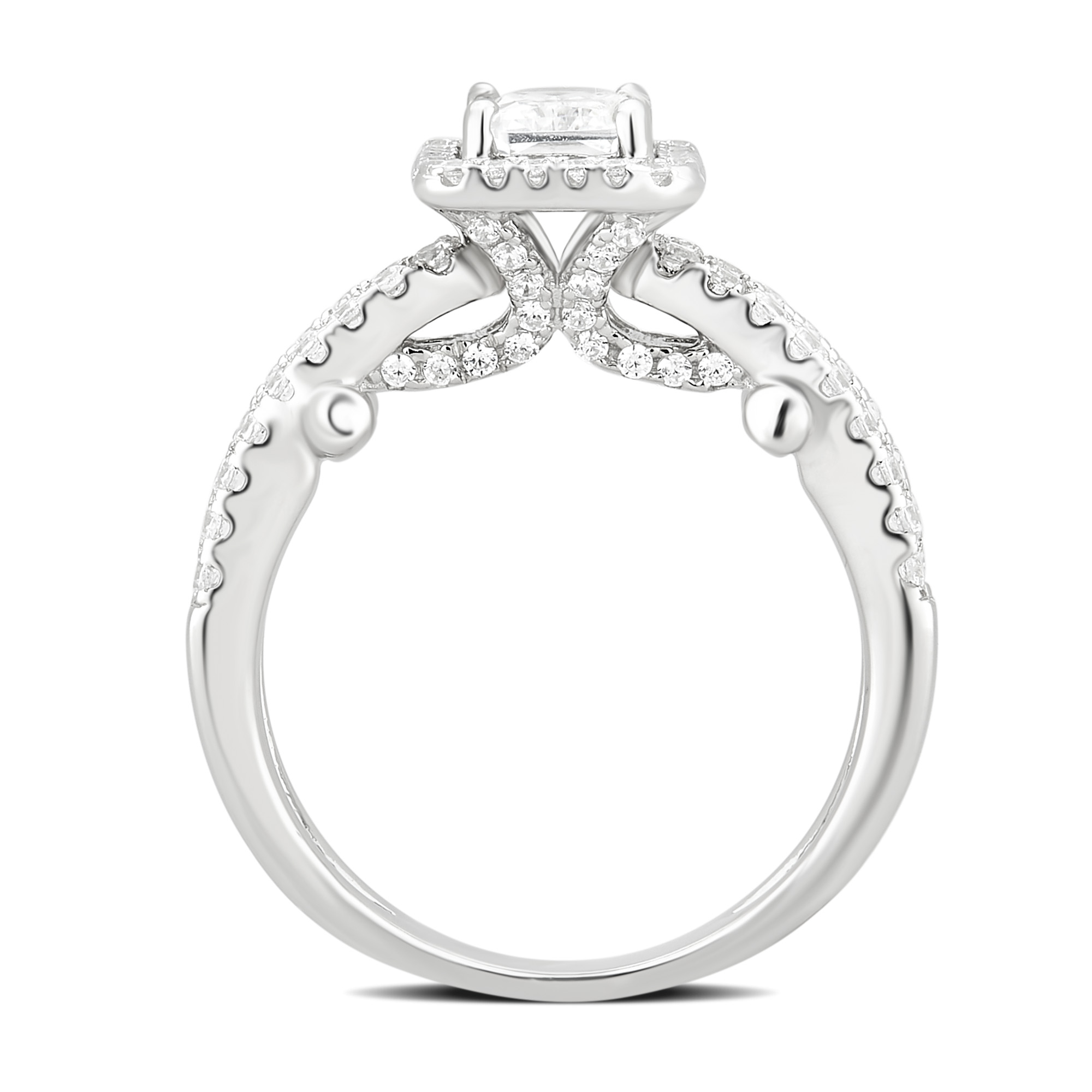 Arista 2 3/4 Carat T.W. Cubic Zirconia Split Shank Engagement Ring in Sterling Silver
