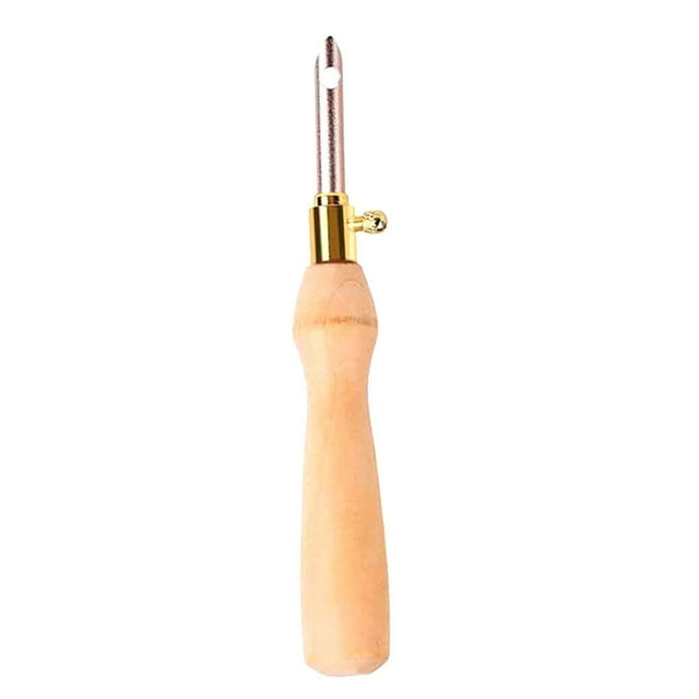 serony Embroidery Needle Metal Portable Colorful Tambour Needle with Wooden Handle, Rose Gold