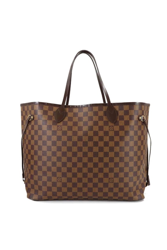 Pre-Owned Louis Vuitton Damier Neverfull GM Tote Handbag, Ebene Cerise, N51106, Gold Hardware