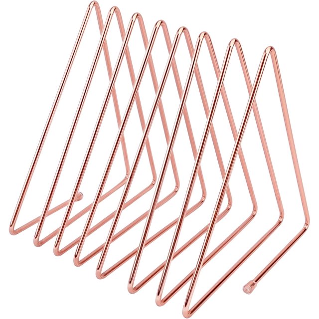 Triangle Magazine Holder File Organizer, Metal File Sorter, for Books, Magazines, Newspapers, Office, Home (Rose Gold)