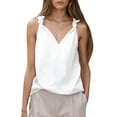 thumbnail image 2 of Tank Tops for Women Business Casual V Neck Knotted Sleeveless Blouse Trendy Dressy Work Shirt Summer Outfits, 2 of 3