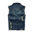 thumbnail image 3 of CVLIFE Veste à Simple Boutonnage pour Homme Gilet en Jean Vintage à Boutons Gilet en Denim de Travail Bleu Foncé TG, 3 of 8