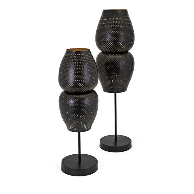 IMAX 13866-2 Cador Lanternes Percées&44; Bronze - Lot de 2