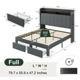 thumbnail image 5 of Amolife Full Size Platform Bed Frame with 2-Tier LED Storage Fabric Wingback Headboard & 2 Storage Drawers, USB & Type-C Charging Ports, Dark Grey, 5 of 12
