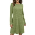 thumbnail image 2 of Muscularfit Loose Fall Dress Waist Dresses Crew Neck Long Sleeve Midi Elegant Dresses, 2 of 6