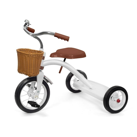KRIDDO Classic All Metal Toddler Trike, Gift for Boys and Girls Ages 2 to 4 Year Old, Tricycle for 1 to 3 Year Olds, Sturdy Rear Deck, Deluxe Steer and Ergonomics Grip, Indoor and Outdoor, White