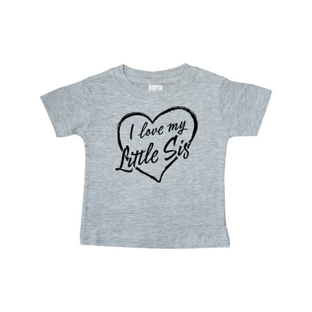 

Inktastic I Love My Little Sis in Black Chalk Heart Gift Baby Boy or Baby Girl T-Shirt