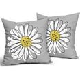 thumbnail image 2 of Yellow White Daisy Pillow Covers 20x20 Set of 2 Spring Summer Gray Grey Colored Decorative Throw Pillows Outdoor Modern Art Flower Pillowcase Square Linen Cushion Case for Home Sofa Couch Bed, 2 of 6
