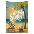 thumbnail image 3 of Ambesonne Hello Tablecloth Rectangular Table Cover, Chair Under Palm Trees, 60"x84", Multicolor, 3 of 4