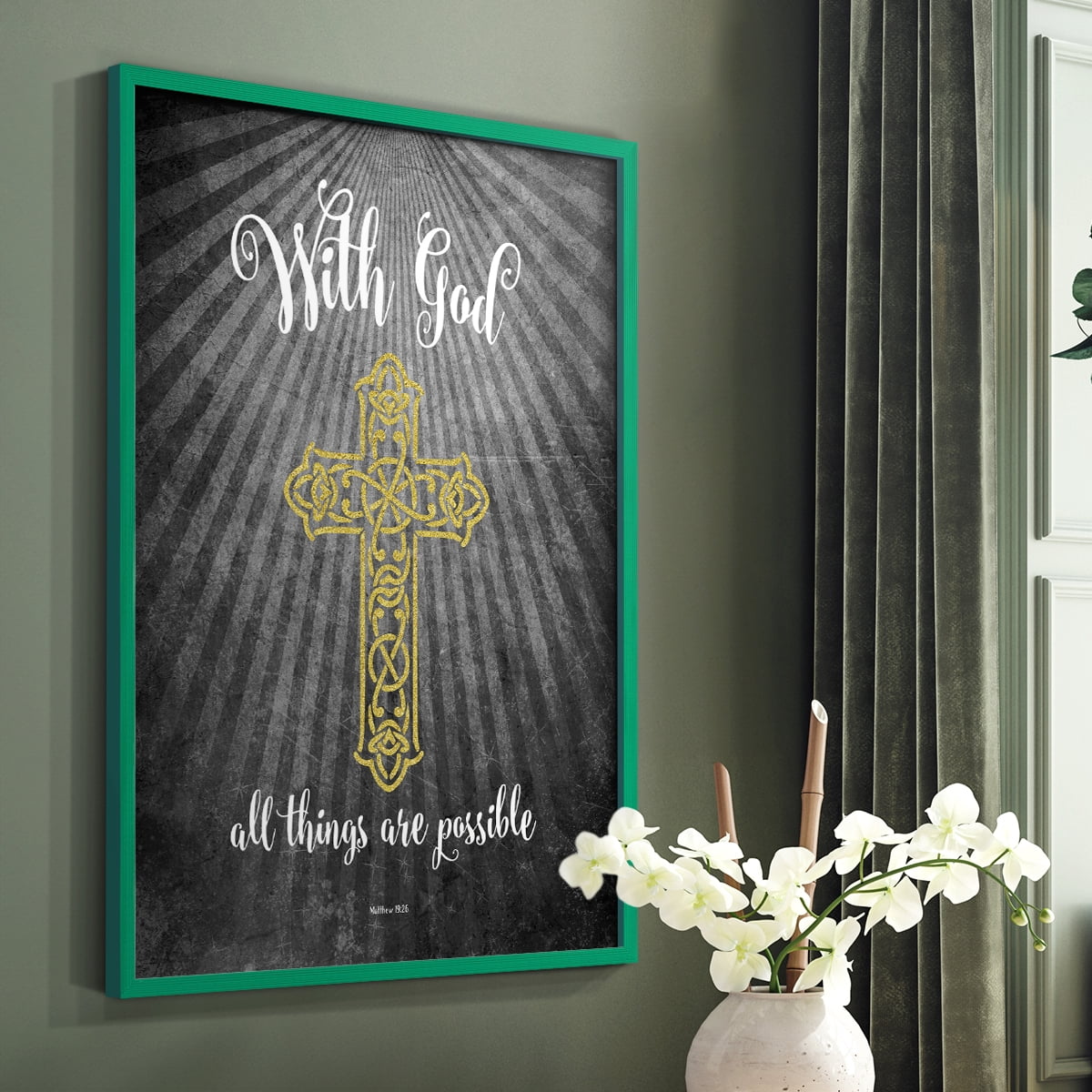 With God Gold Framed Print - Solid Wood in Single Picture Frame Solid Wood 2 Framed Print
