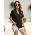 thumbnail image 5 of YATELLE Womens Tshirts V Neck Short Sleeve Buttons Tops Tee Solid Color Blouse Loose Fit, 5 of 5