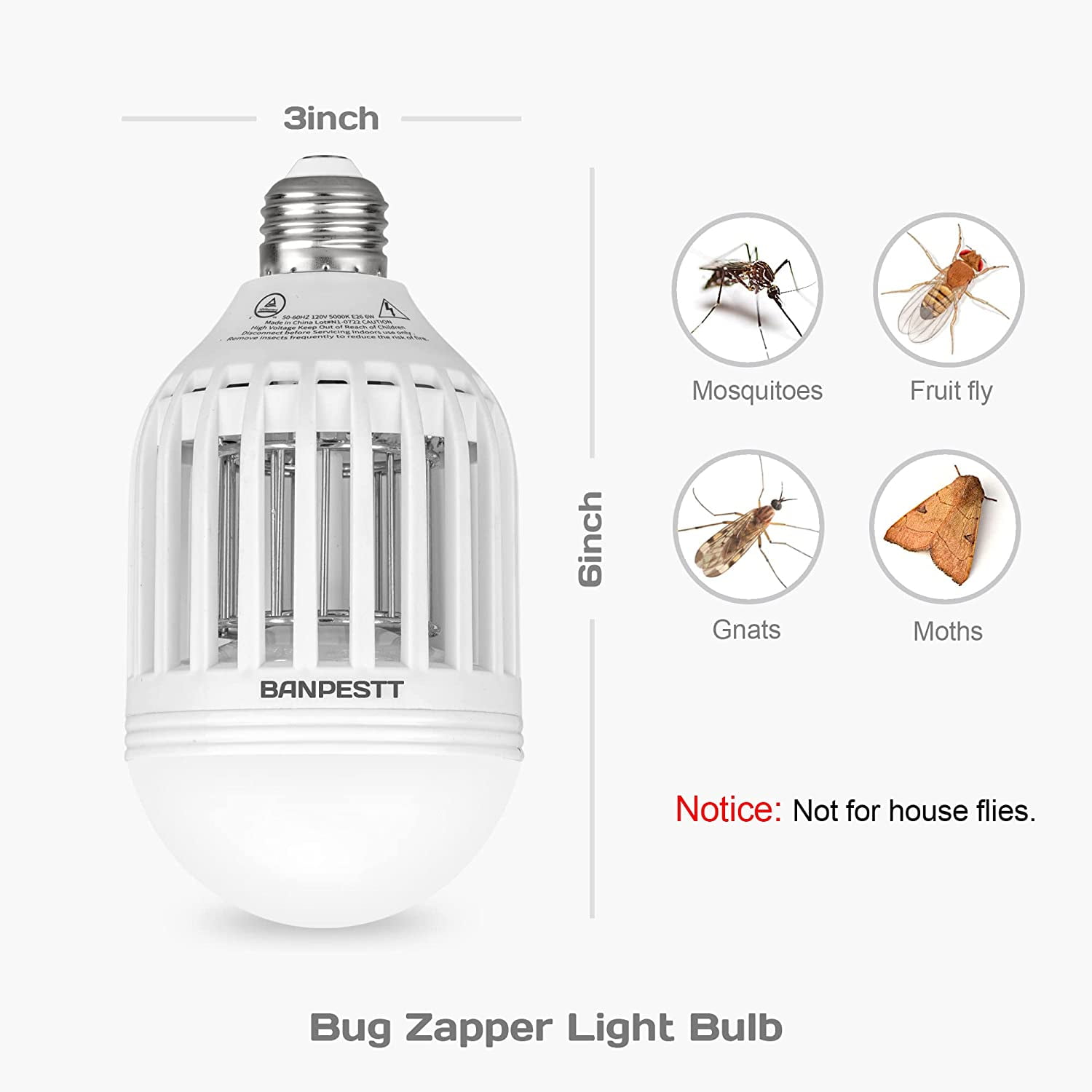 [2-Pack] Bug Zapper Light Bulb 2-in-1 Indoor Mosquito Zapper Gnat Trap- Electric Fly Insect Killer&Bug Catcher for Home Backyard Patio