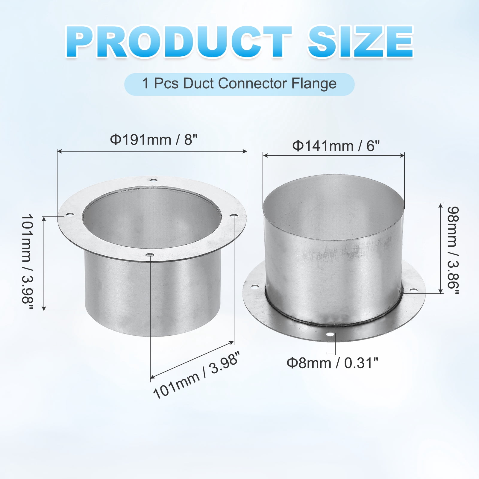 Uxcell Duct Connector Flange (5.6", Silver) -  Galvanised Steel Round Dust Collection Fittings Dryer Vent Exhaust Pipe Hose Flange, Fits Heating Cooling Ventilation HVAC System