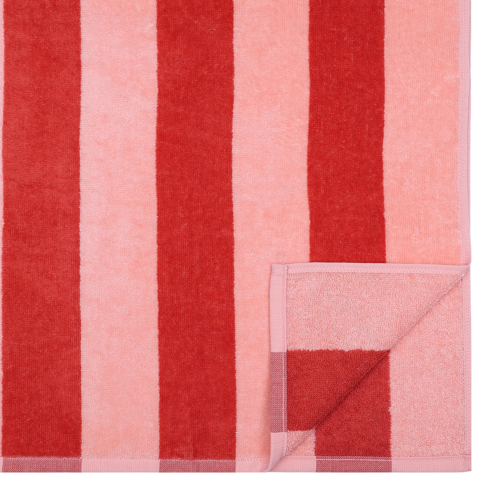 Mainstays Cabana Stripe Cotton Blend Beach Towel, 58" x 28", Pink & Red