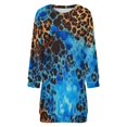 thumbnail image 5 of Blue Leopard Watercolor Print Fabric Women Elegant Long Sleeve Warm Dress Autumn Winter Sweater Dress Casual Pullover Mini Dresses, 5 of 7
