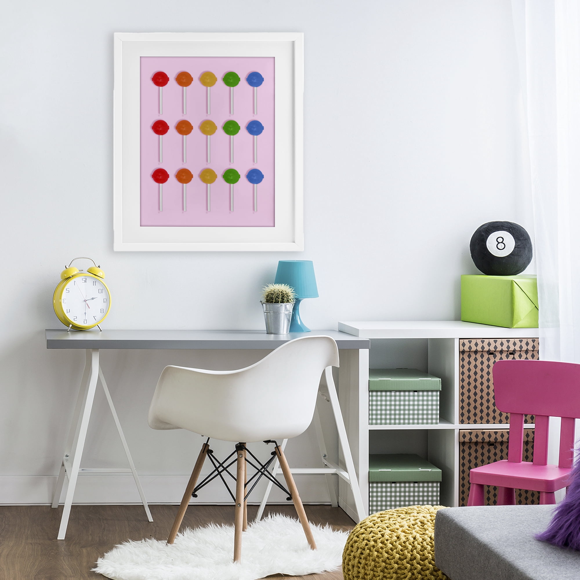 Stupell Industries Candy Pops on Light Pink White Framed Print Under Glass, design by LISH Creative