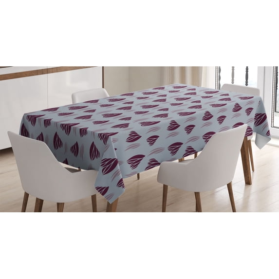 Abstract Tablecloth, Surreal Group of Leaf Like Motifs Funky Composition, Rectangle Satin Table Cover Accent for Dining Room and Kitchen, 60" X 84", Purpleblue Dark Fuchsia, by Ambesonne