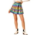 thumbnail image 5 of INSPIRE CHIC Women's High Waist Metallic Shiny Ruffle A-Line Mini Short Skirt Purple S, 5 of 6