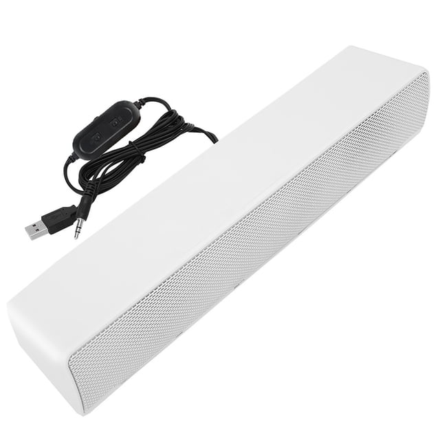 USB Wired Stereo Soundbar Music Player Bass Surround Sound Box, 3.5mm Input, DSP Bass Sound, High Compatibility, Blue LED Breathing Light