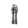 Casual Plaid Print Straight Leg Baby Blue Women Pants (Women's)