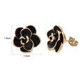 thumbnail image 6 of Yoursfs Rose Flower Stud Earrings Gold Plated Women's Danity Black Enamel Floral Pierced Earring Fashion Jewelry Gifts, 6 of 7
