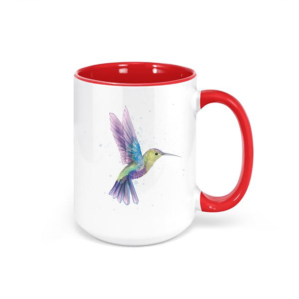 Set of 4 Hampstead Collection 380 mL Porcelain Hummingbird Mug with Lid and Infuser Butterfly, Tulip, Hummingbird and Poppy