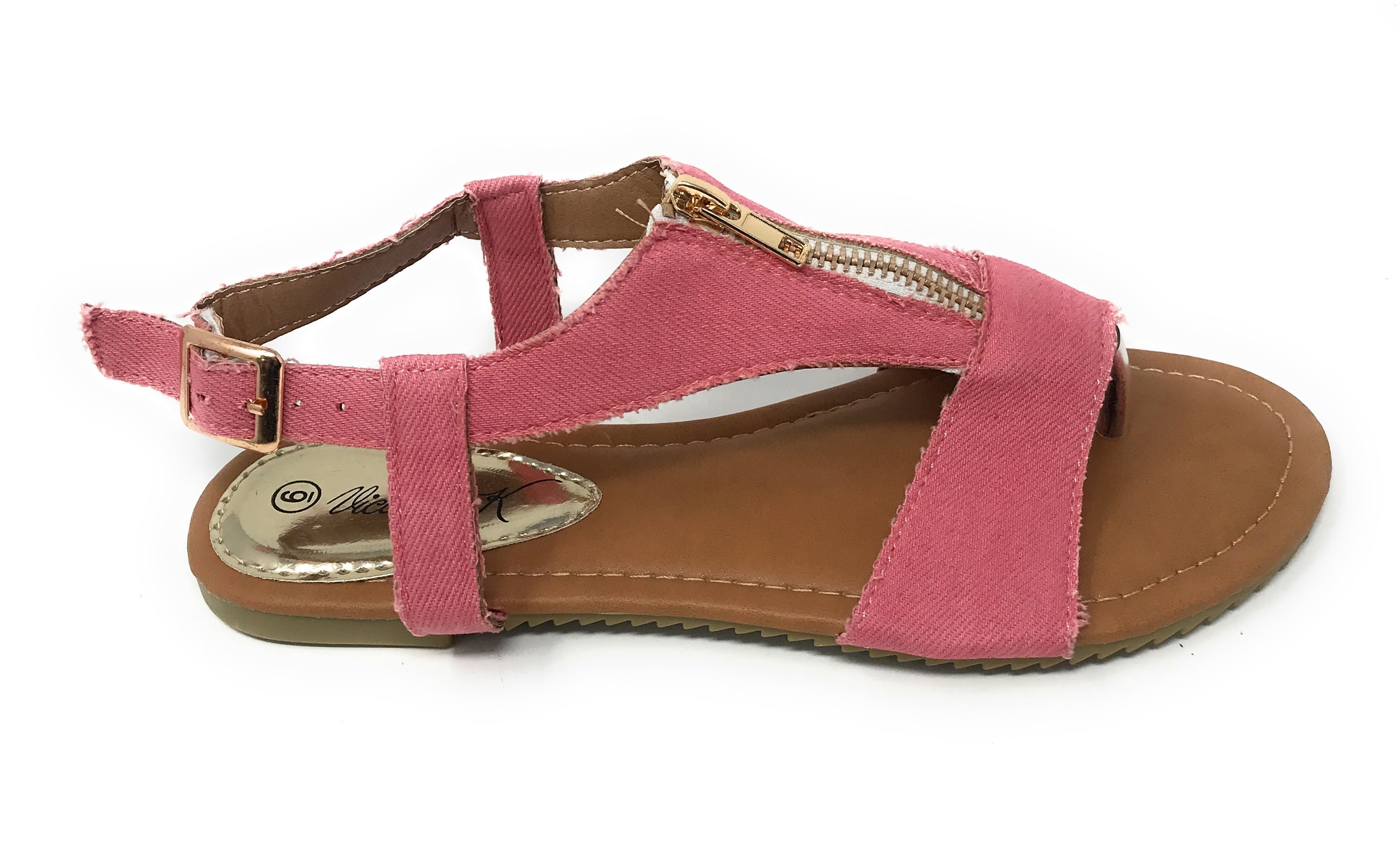 Victoria K Denim Zipper Front Sandals (Women)