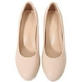 thumbnail image 5 of DADAWEN Women's Pumps Mid Heels Round Toe minimal Platform High heels Bridal Wedding Party Prom Dress Shoes Beige 7.5US, 5 of 6