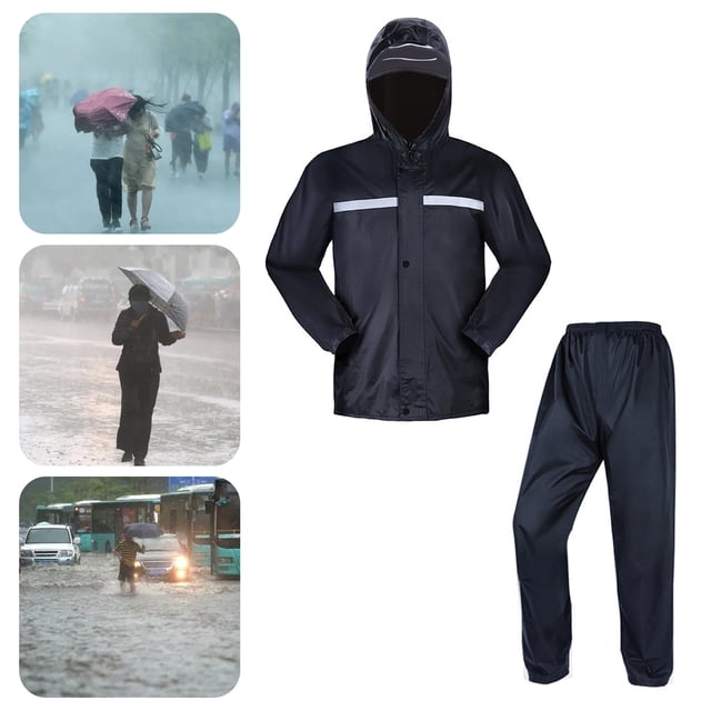 Gwong hogar 2 Set Raincoat transpirable con Strip Reflectante Repopiendo el desgaste de la tira resistente al desgaste Pantalones de chaqueta de lluvia para conducir Gwong 21099381