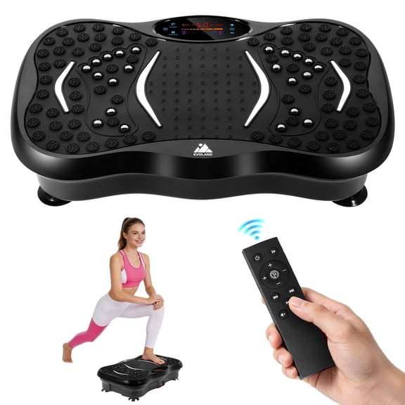 Vowella Vibration Plate Exercise Machine for Home Fitness & Whole Body Workout, 330 Lbs Capacity, 99 Speed Levels with 2 Resistance Bands & Remote Control, LCD Display, Black