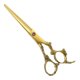 thumbnail image 1 of Tijeras de peluquería de 6,5 pulgadas con acabado dorado, tijeras profesionales de barbero con cuchillas afiladas como navajas., 1 of 5