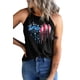 thumbnail image 2 of ABPHQTO Camiseta de tirantes ajustada con estampado de flamencos y bandera americana negra para mujer, 2 of 5