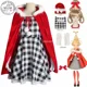 thumbnail image 2 of Disfraz de Cindy Lou Who para cosplay, capa con capucha roja, vestido a cuadros, peluca trenzada verde, ropa de actuación escénica para mujeres y niñas, 2 of 5