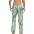 thumbnail image 6 of Men's Pajama Pants with Pockets Sleepwear Lounge Pants Stretch Casual Daisy Flower on Stripe, 6 of 6